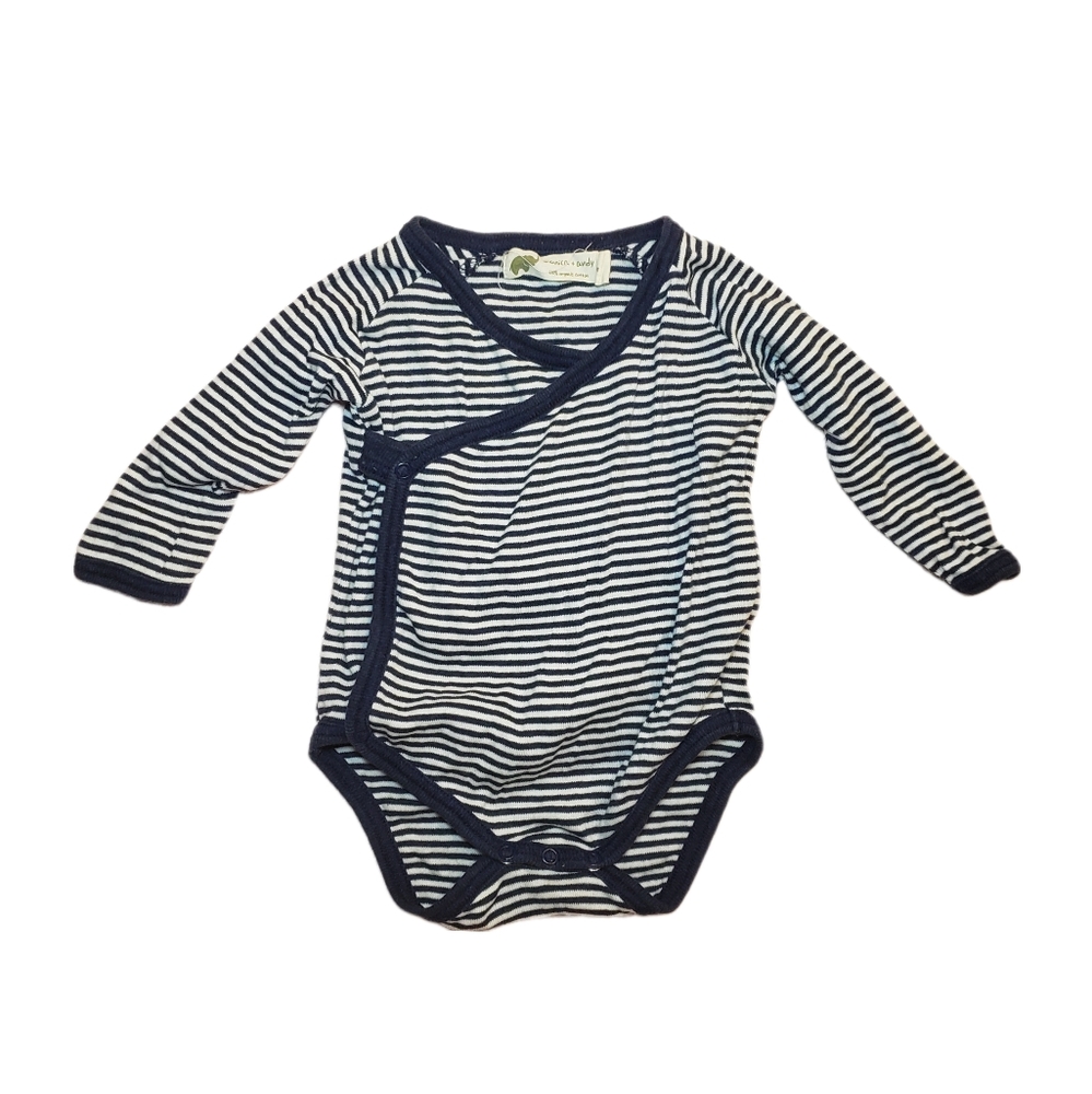 Monica & Andy 3-6m Baby Navy & White Kimono Snap Long Sleeve Bodysuit